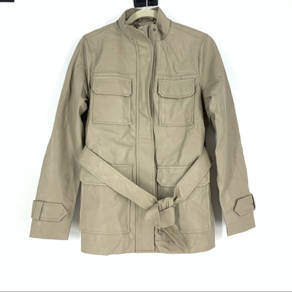 A New Day Faux Leather Jacket Tan Women’s Size Large NEW - Picture 2 of 11